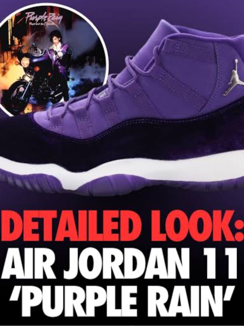 Jordan 11’s “purple rain” Prince mid sneakers. Size 1Y